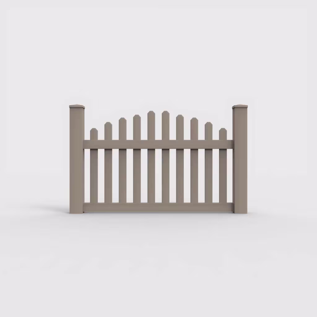Clay arched picket 3.5 ft fence, front view