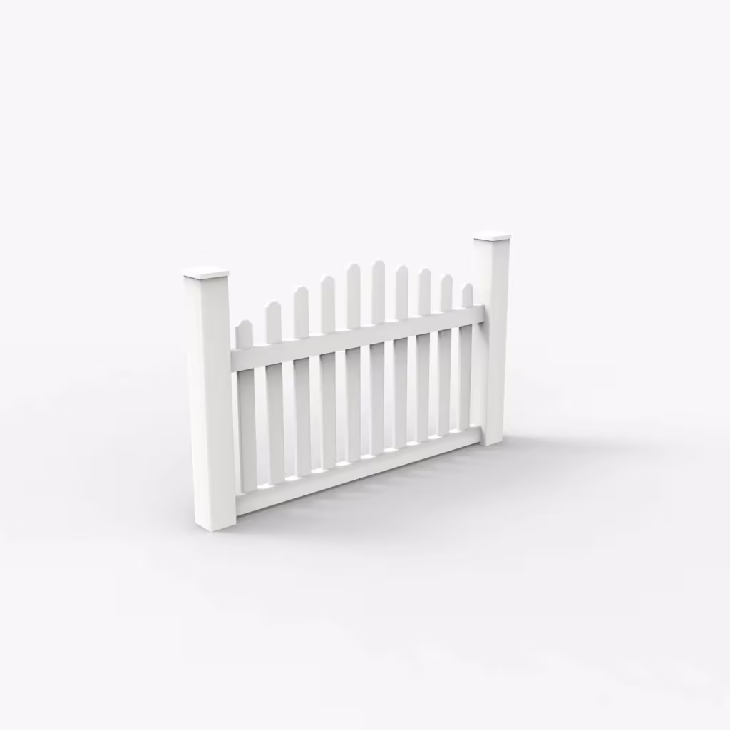 White arched picket 3.5 ft fence, main view