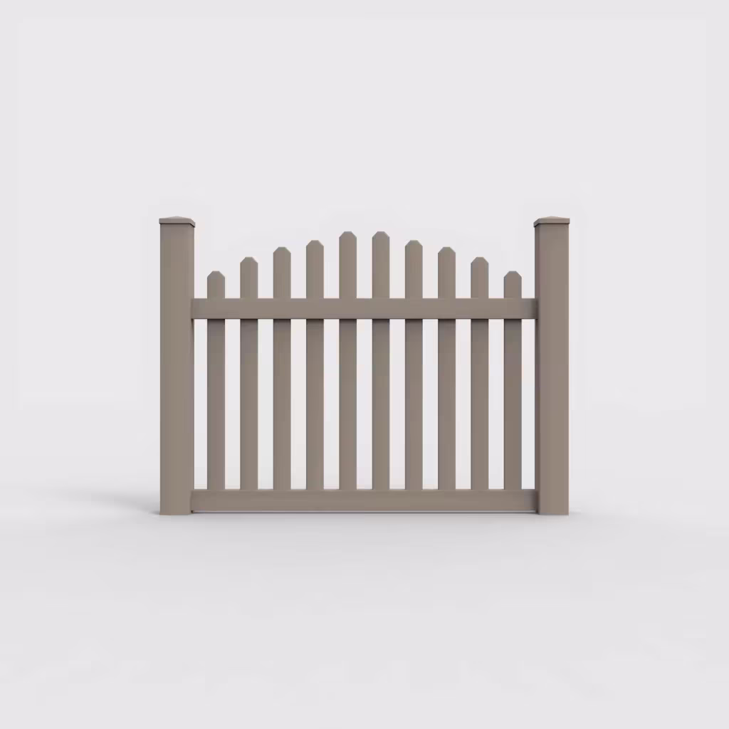 Clay arched picket 4 ft fence, front view
