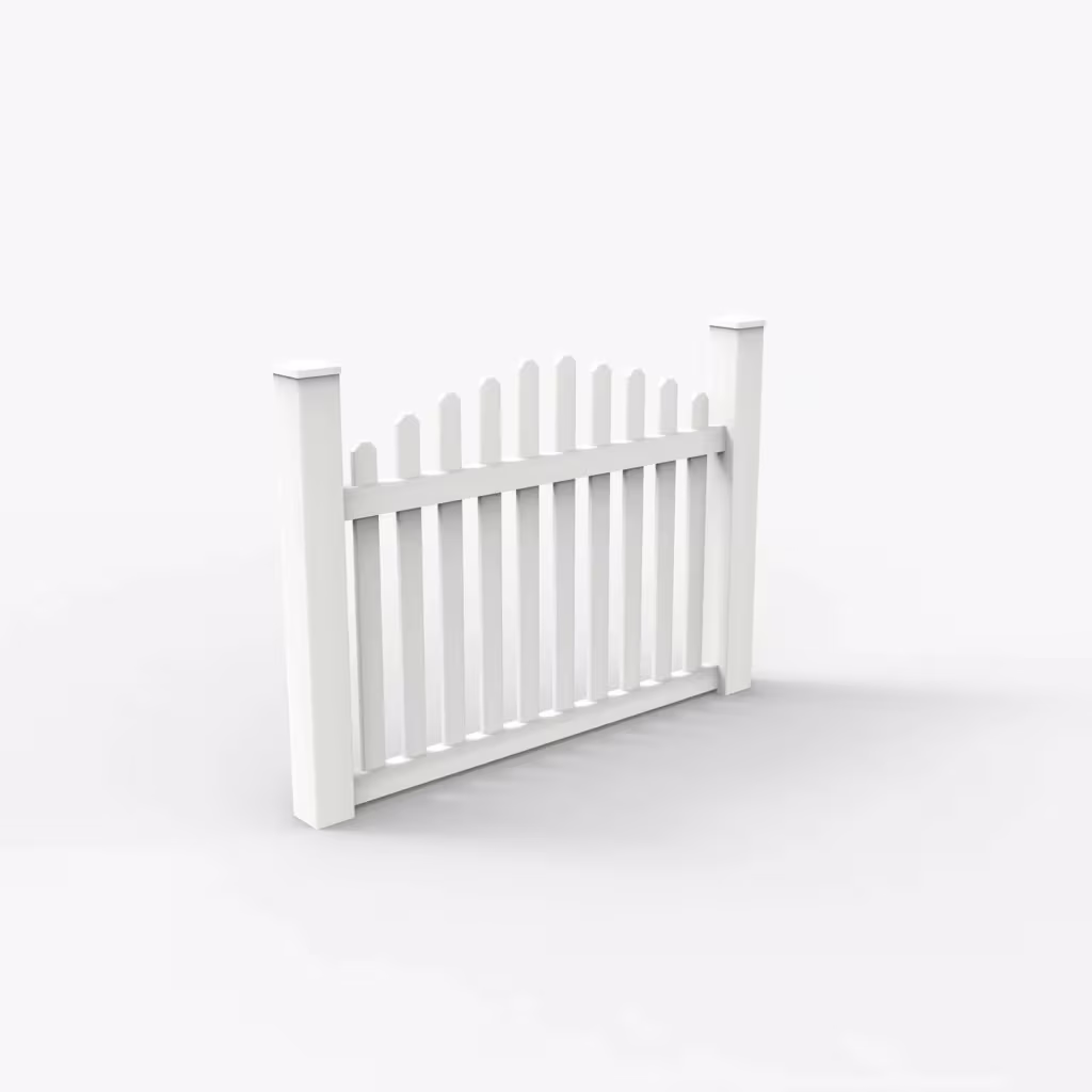 White arched picket 4 ft fence, main view