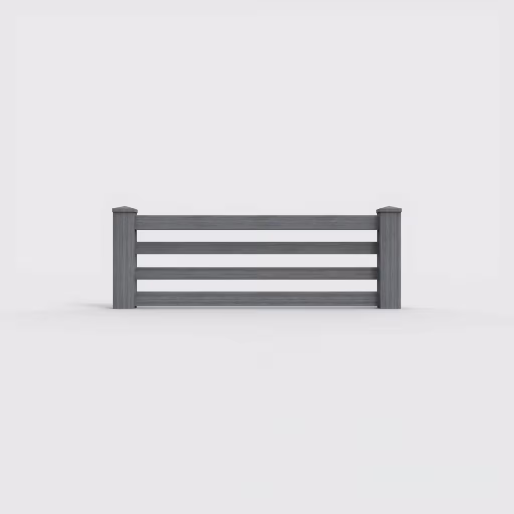 Arctic blend horizontal picket 2 ft wall topper, front view