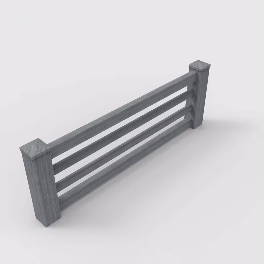 Arctic blend horizontal picket 2 ft wall topper, isometric view