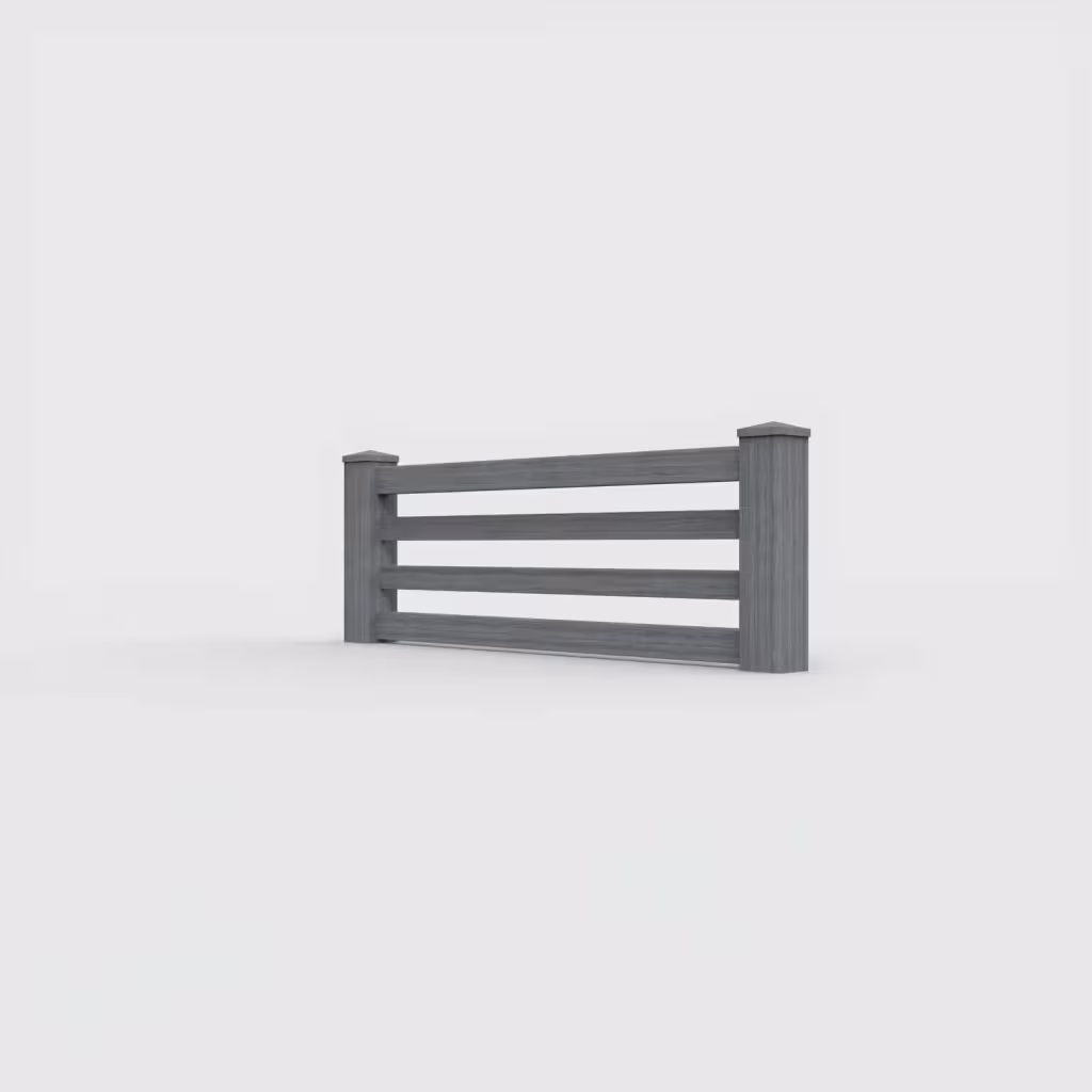 Arctic blend horizontal picket 2 ft wall topper, left-side view