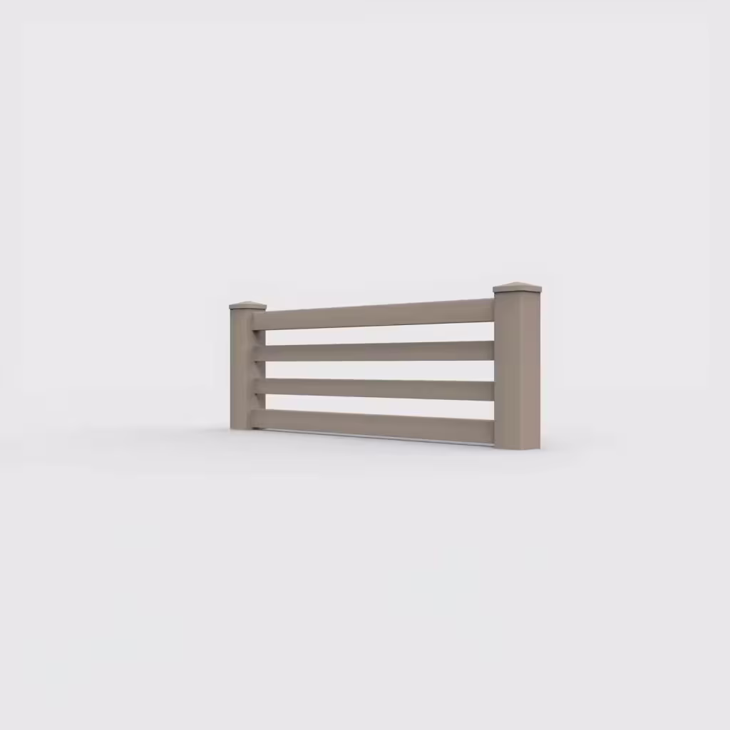 Clay horizontal picket 2 ft wall topper, left-side view