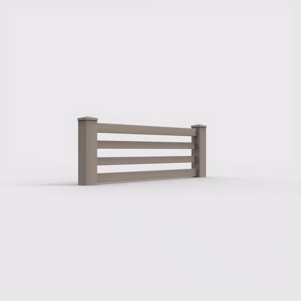 Clay horizontal picket 2 ft wall topper, right-side view