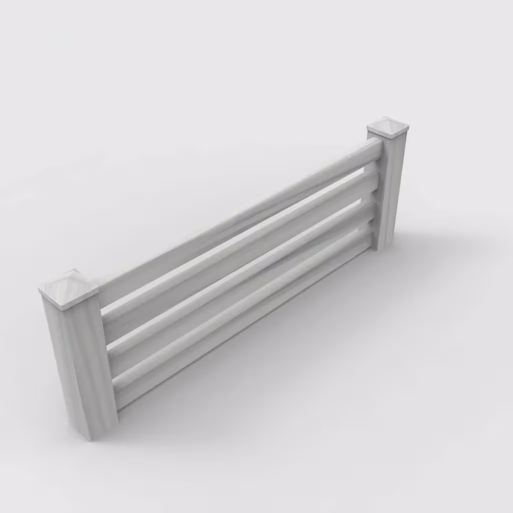 Coastal cedar horizontal picket 2 ft wall topper, isometric view
