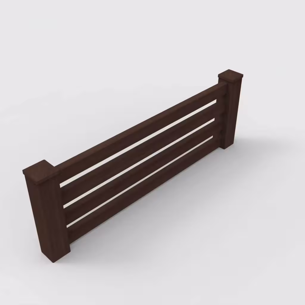 D. sequoia horizontal picket 2 ft wall topper, isometric view