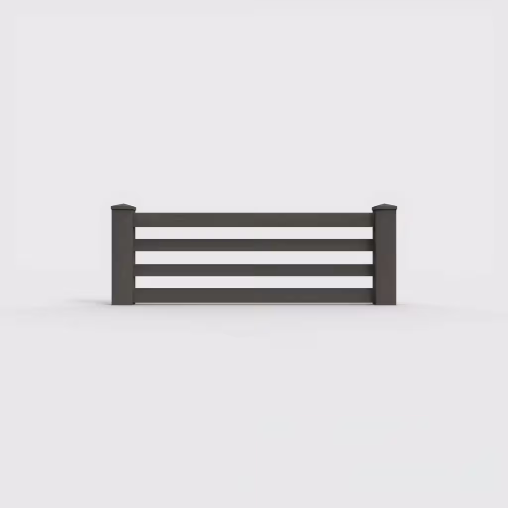 D. walnut horizontal picket 2 ft wall topper, front view