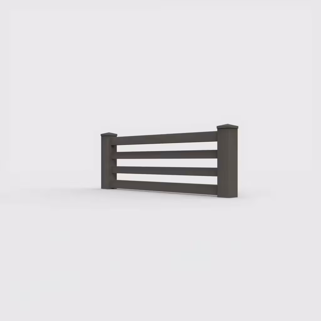 D. walnut horizontal picket 2 ft wall topper, left-side view
