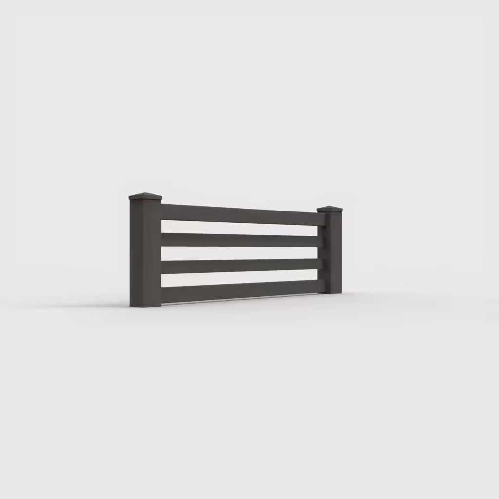 D. walnut horizontal picket 2 ft wall topper, right-side view