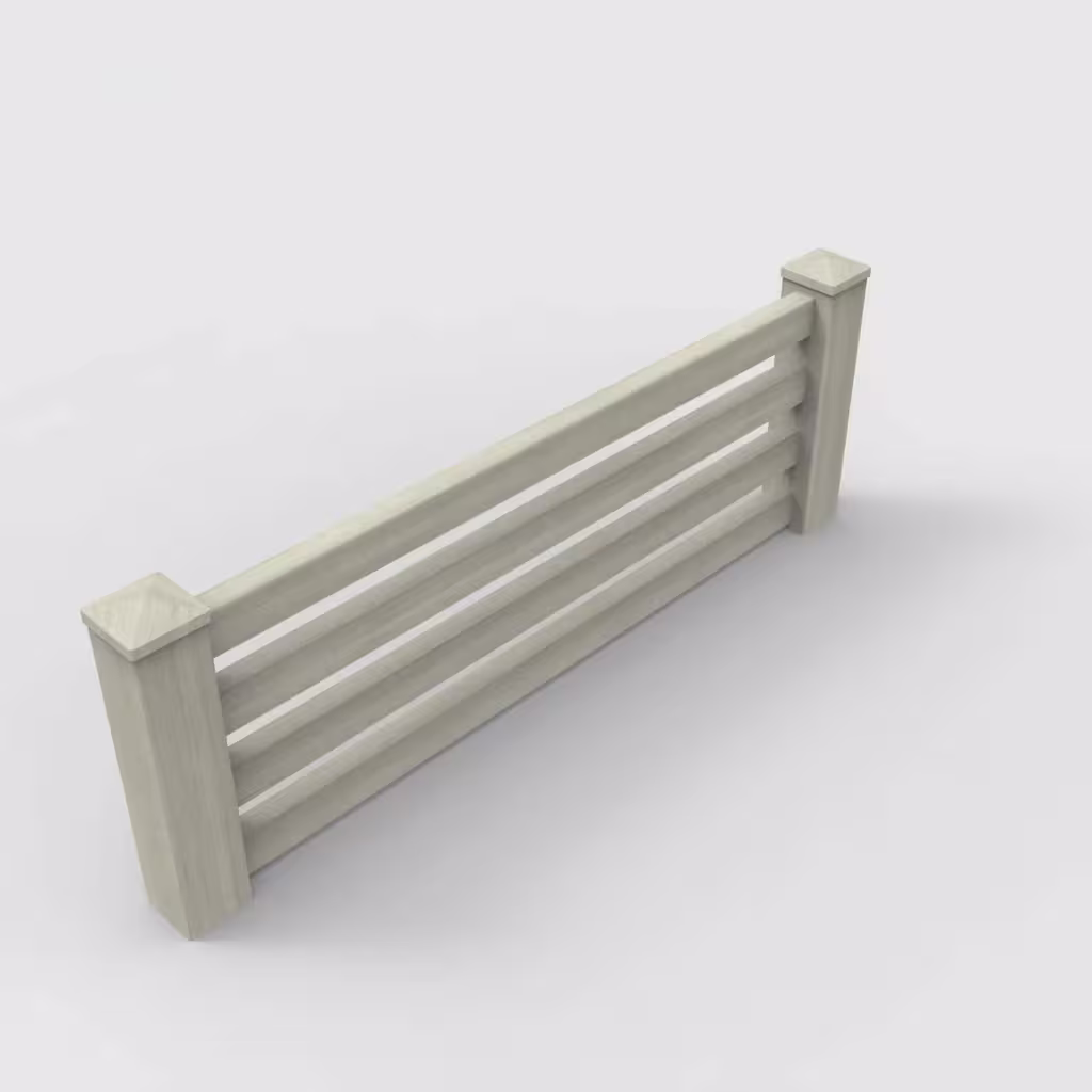 Mesquite horizontal picket 2 ft wall topper, isometric view