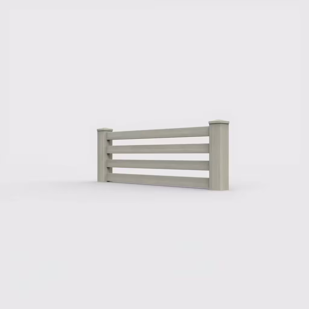 Mesquite horizontal picket 2 ft wall topper, left-side view