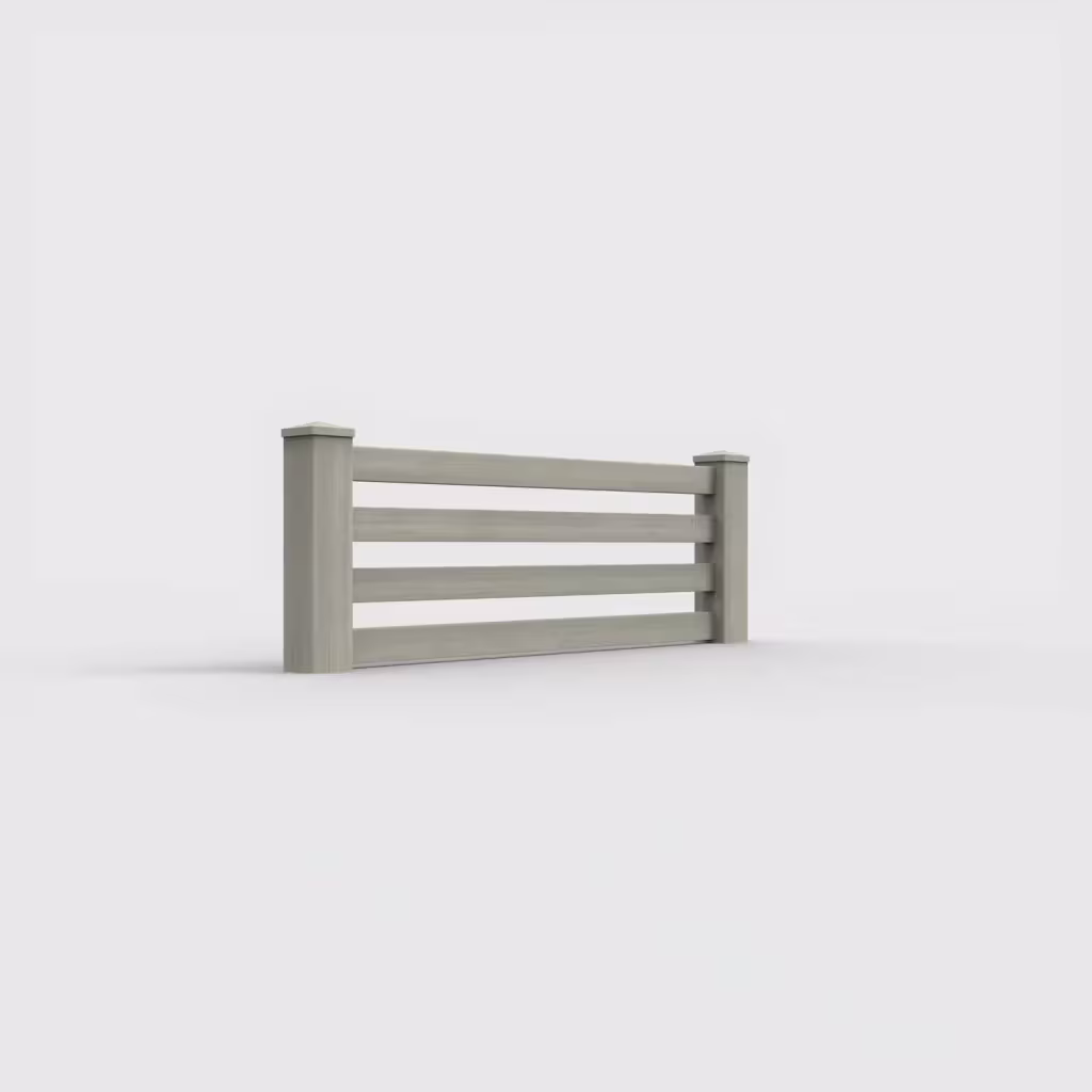 Mesquite horizontal picket 2 ft wall topper, right-side view