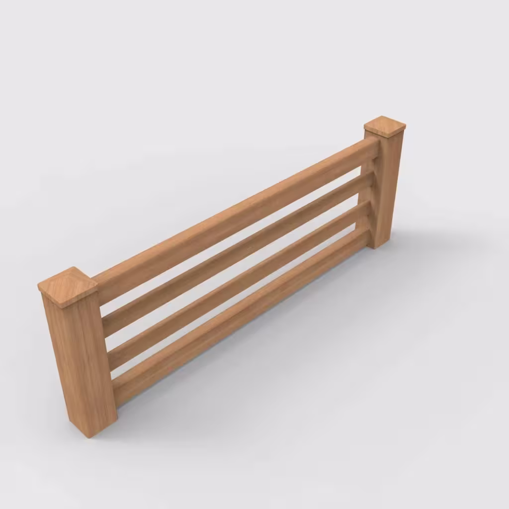 Sierra blend horizontal picket 2 ft wall topper, isometric view