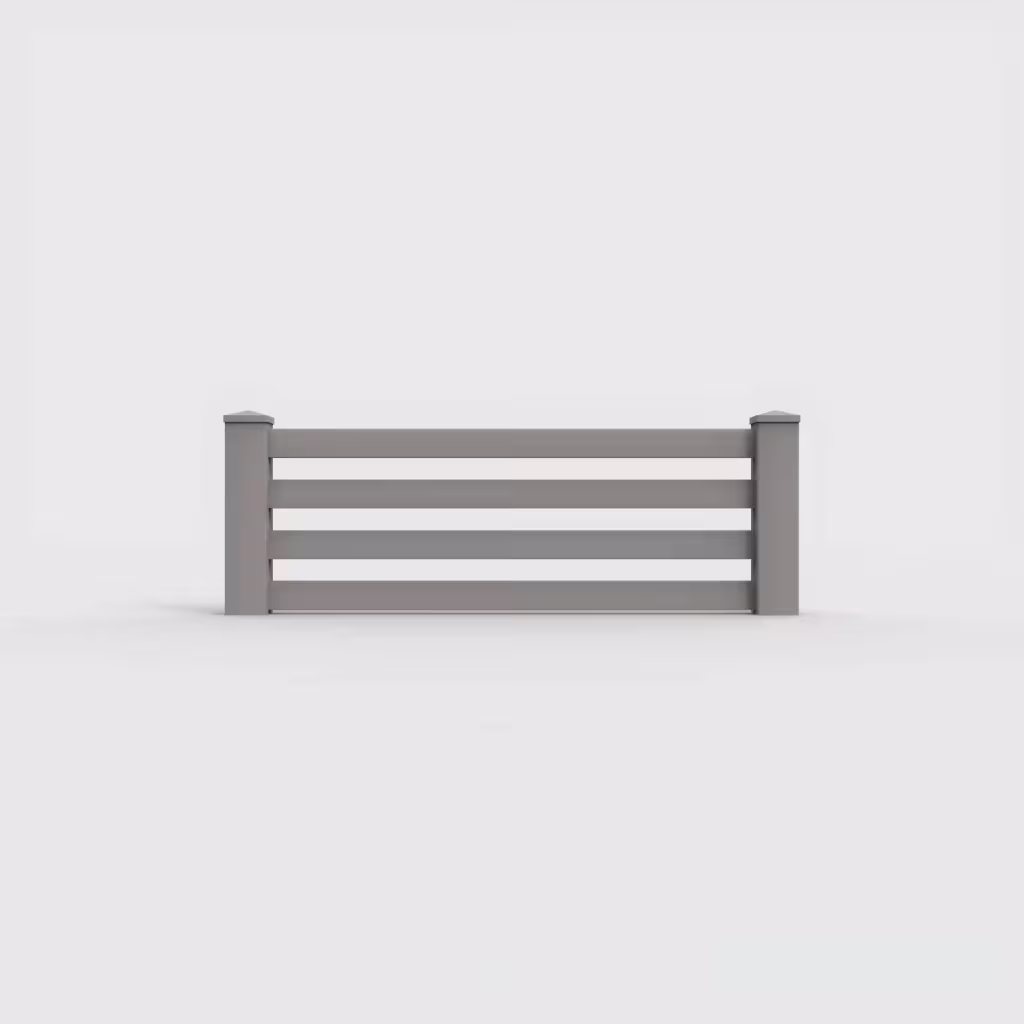 Slate gray horizontal picket 2 ft wall topper, front view