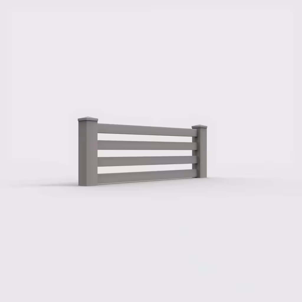 Slate gray horizontal picket 2 ft wall topper, right-side view