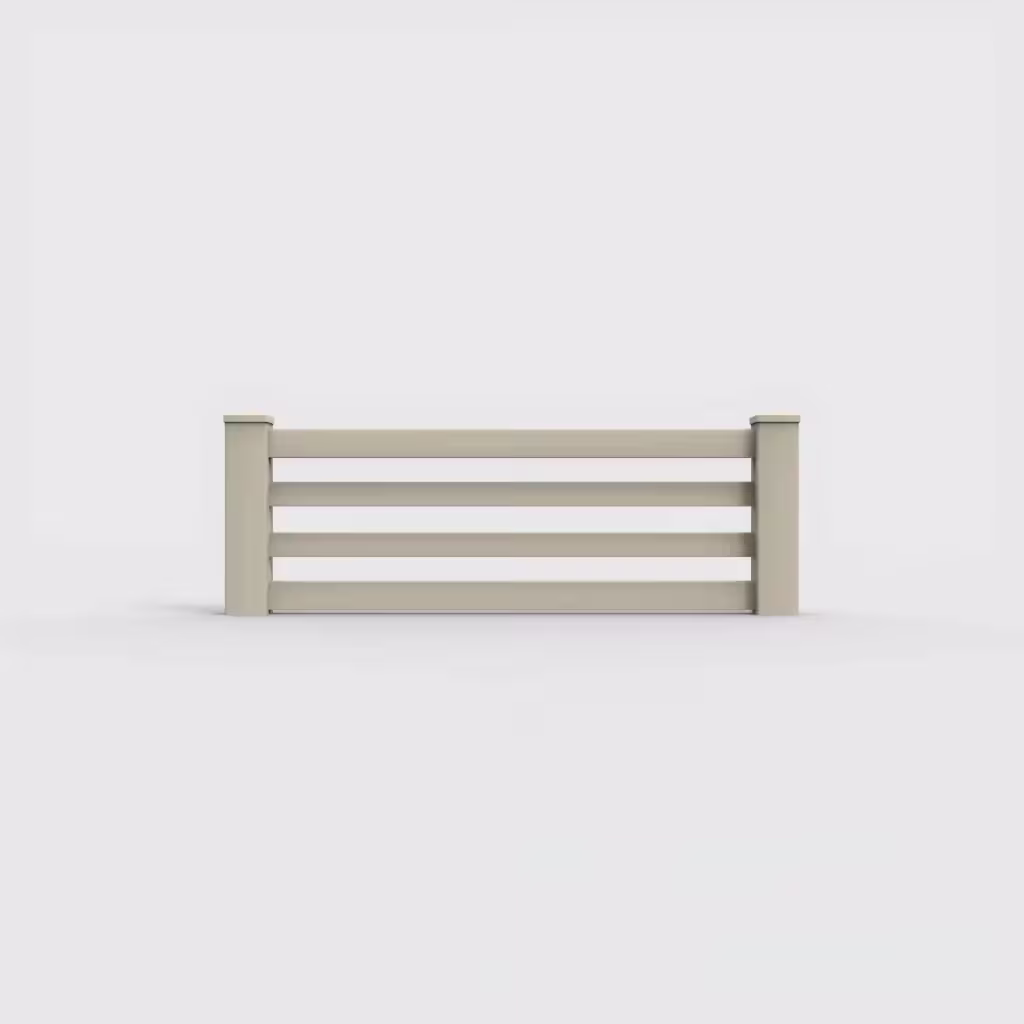 Tan horizontal picket 2 ft wall topper, front view