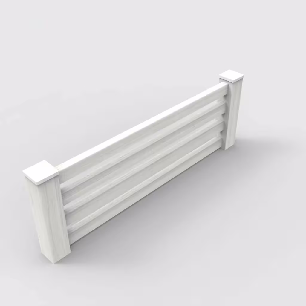 W. aspen horizontal picket 2 ft wall topper, isometric view