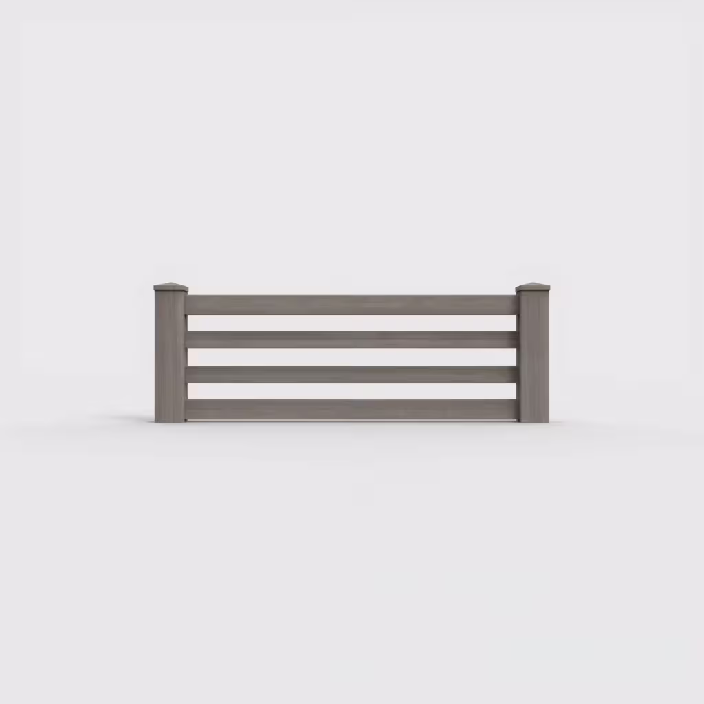 Weathered blend horizontal picket 2 ft wall topper, front view
