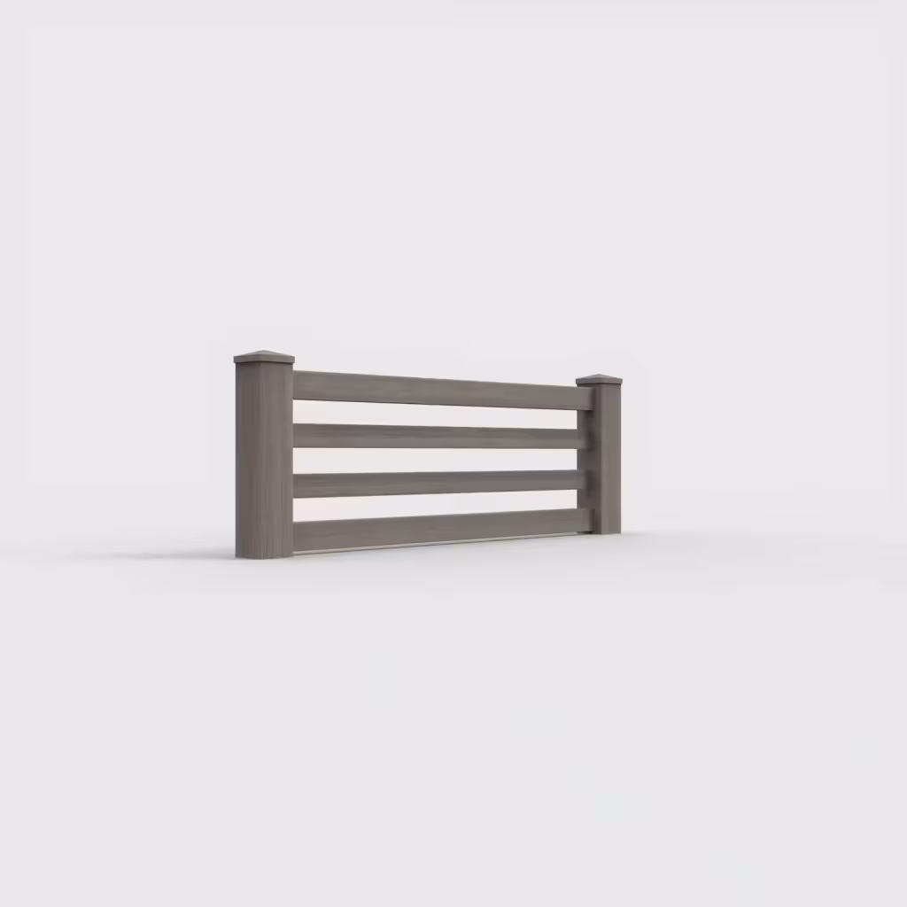 Weathered blend horizontal picket 2 ft wall topper, right-side view