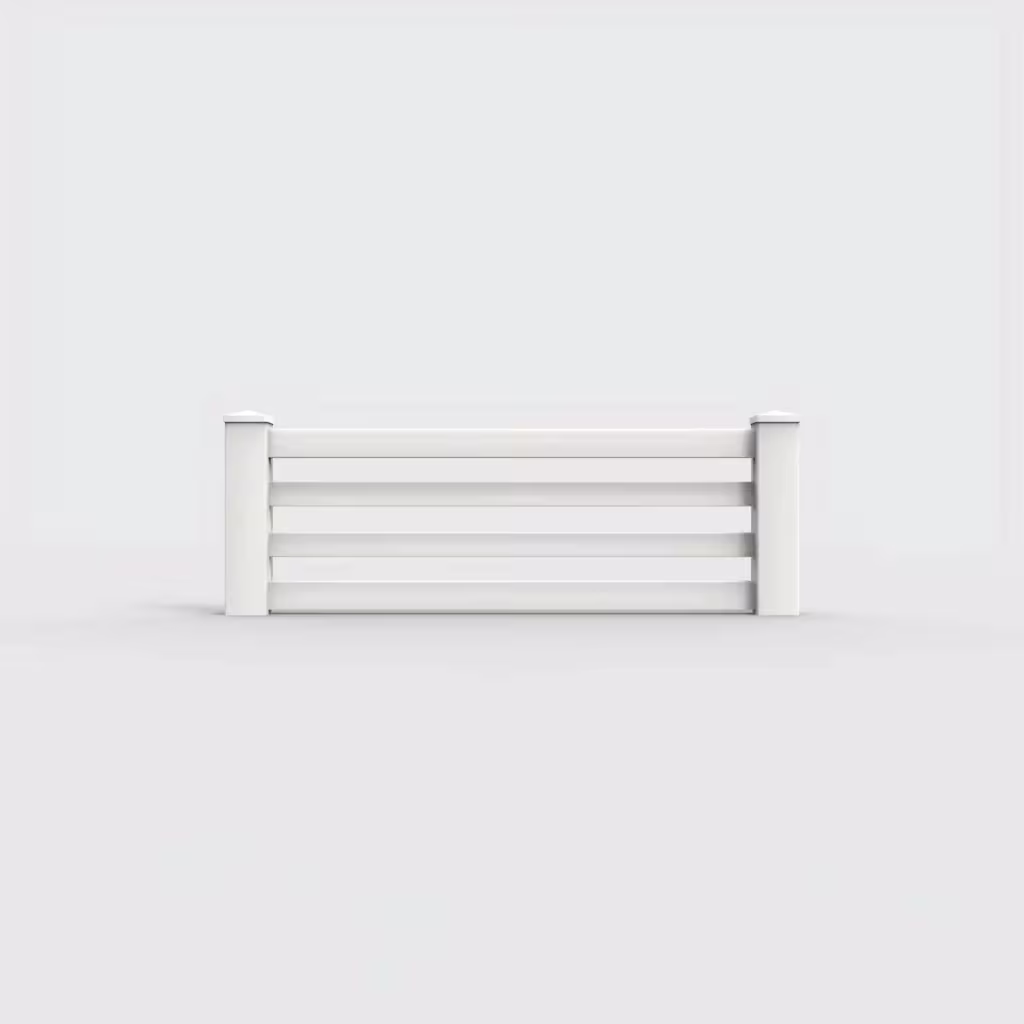 White horizontal picket 2 ft wall topper, front view