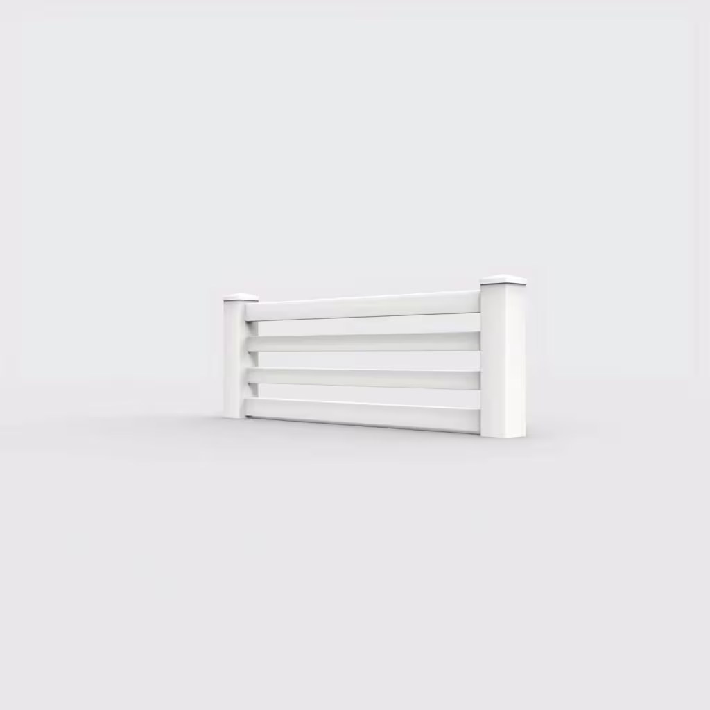 White horizontal picket 2 ft wall topper, left-side view
