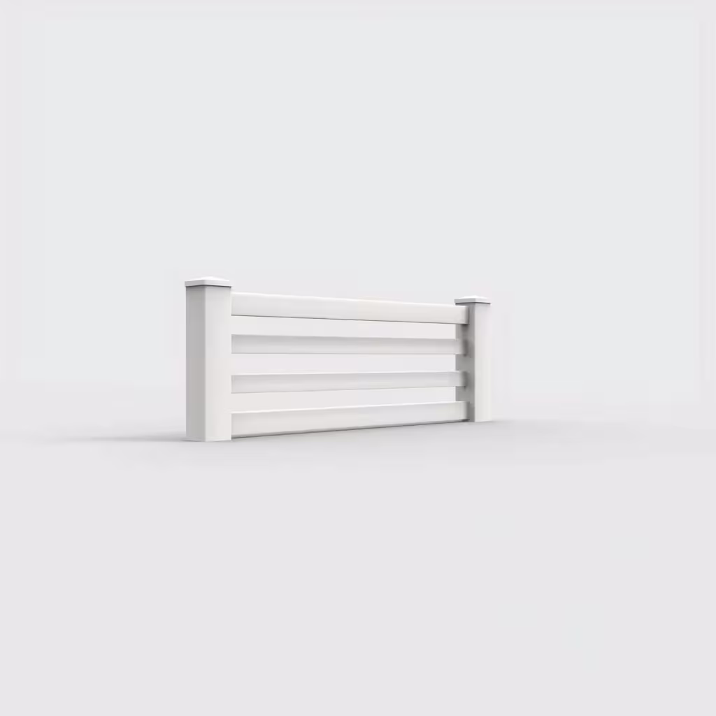 White horizontal picket 2 ft wall topper, right-side view