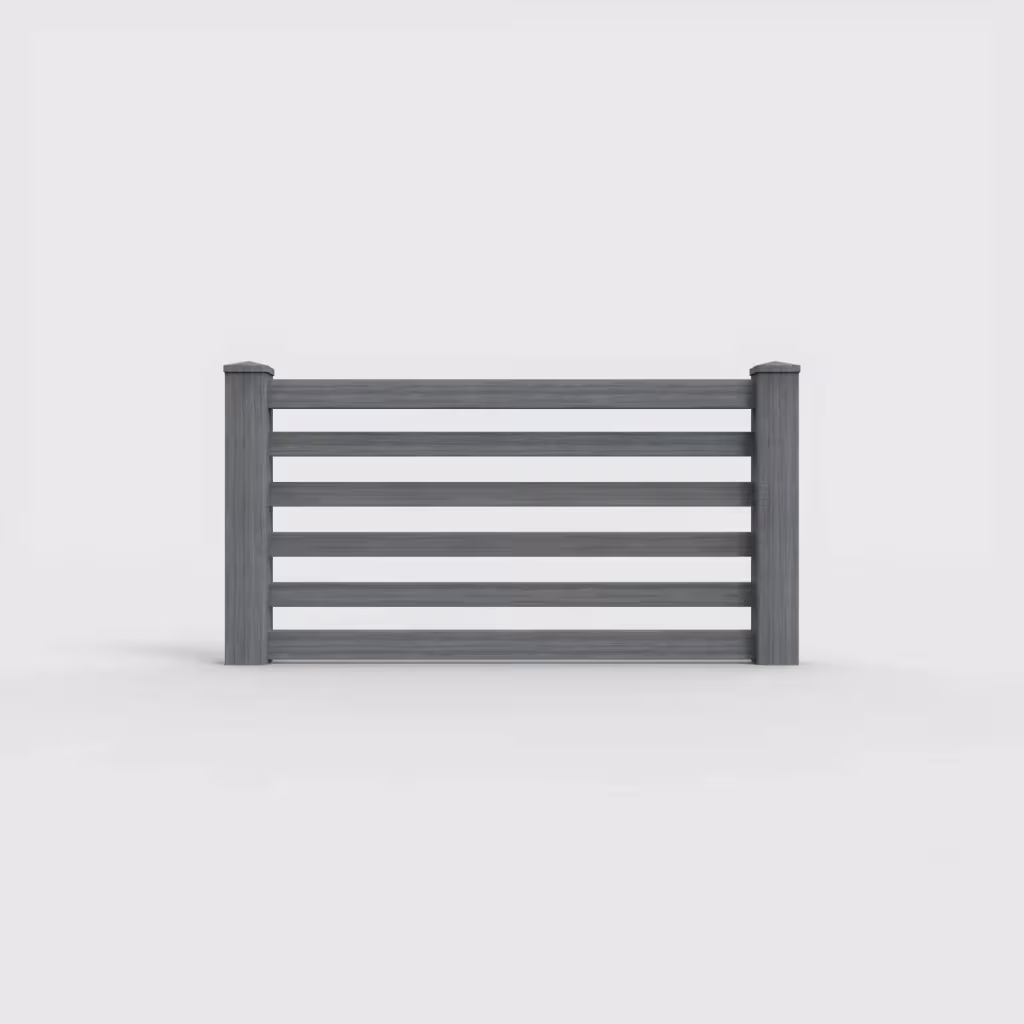 Arctic blend horizontal picket 3 ft wall topper, front view
