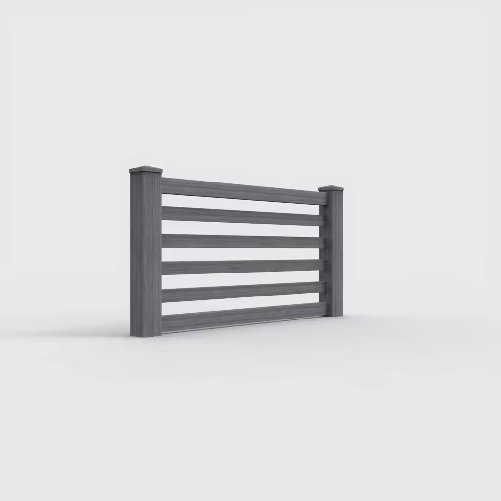 Arctic blend horizontal picket 3 ft wall topper, right-side view