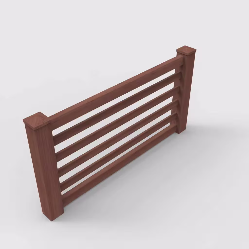 Brazilian blend horizontal picket 3 ft wall topper, isometric view