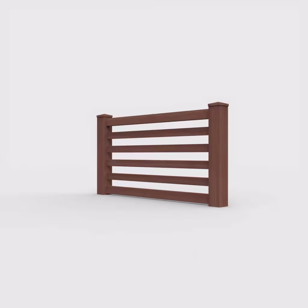 Brazilian blend horizontal picket 3 ft wall topper, left-side view