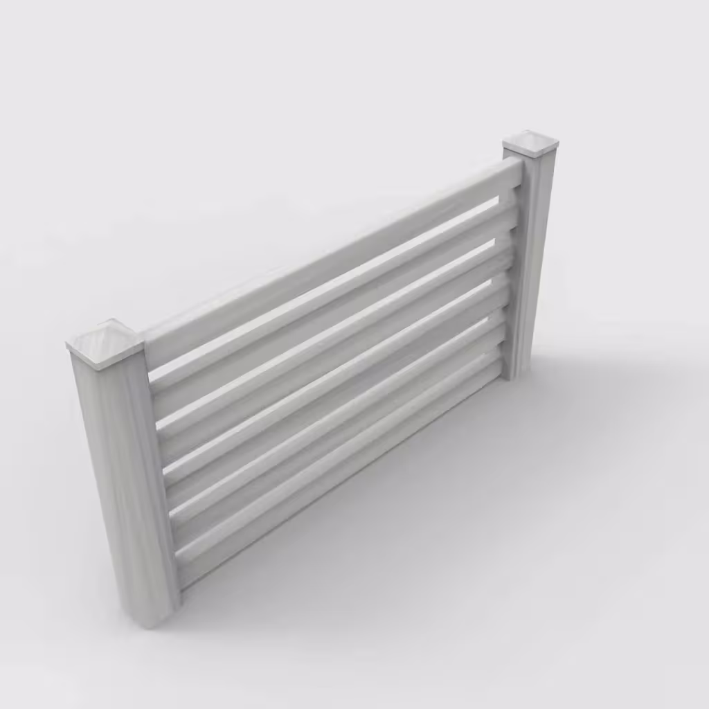 Coastal cedar horizontal picket 3 ft wall topper, isometric view