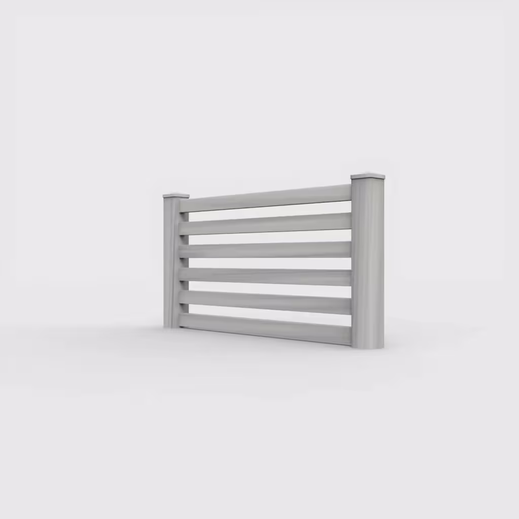 Coastal cedar horizontal picket 3 ft wall topper, left-side view