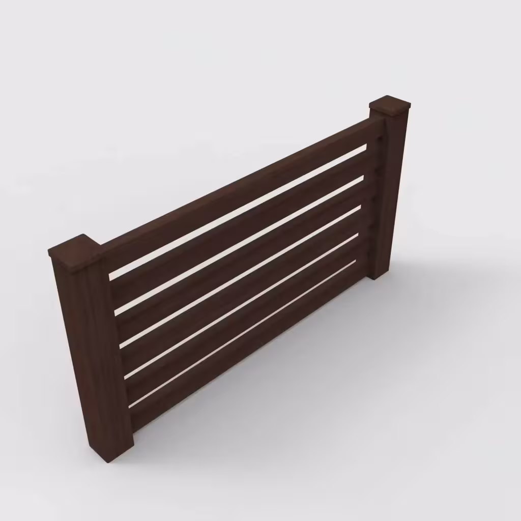 D. sequoia horizontal picket 3 ft wall topper, isometric view