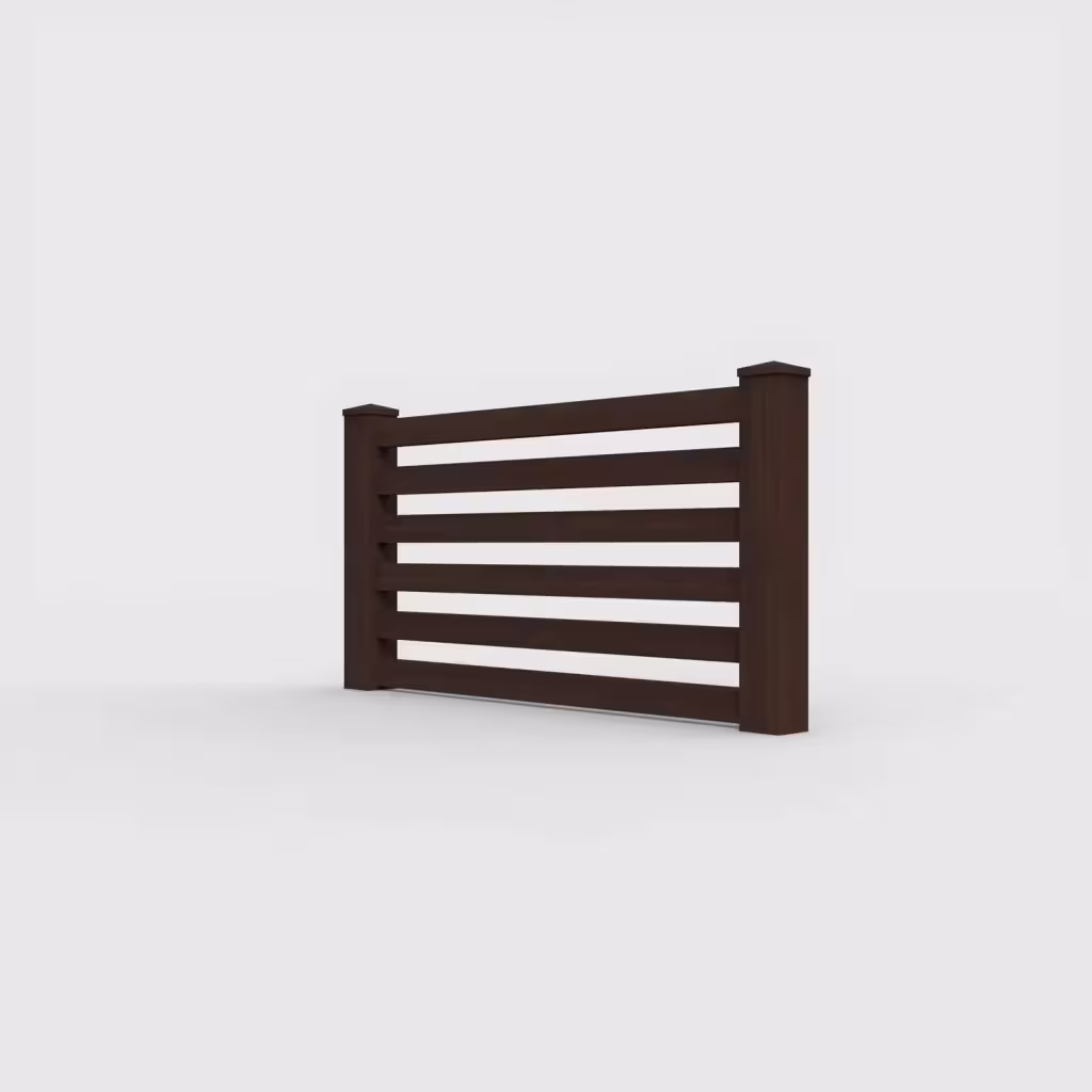 D. sequoia horizontal picket 3 ft wall topper, left-side view