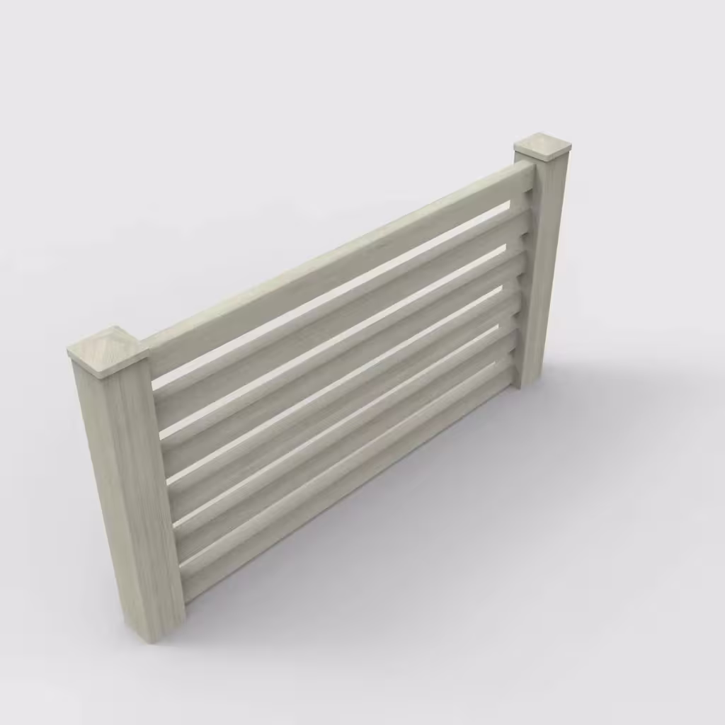 Mesquite horizontal picket 3 ft wall topper, isometric view