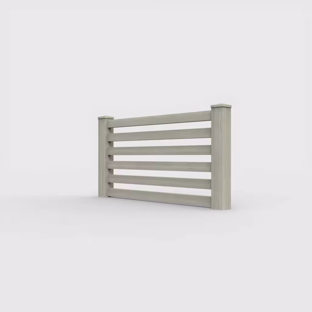 Mesquite horizontal picket 3 ft wall topper, left-side view
