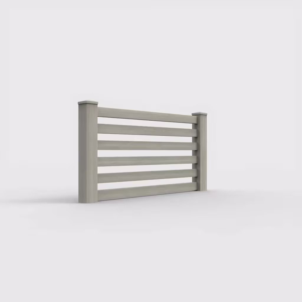 Mesquite horizontal picket 3 ft wall topper, right-side view