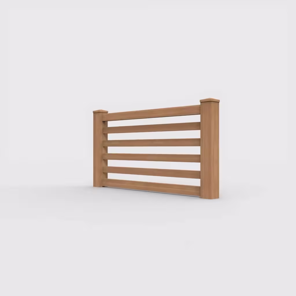 Sierra blend horizontal picket 3 ft wall topper, left-side view