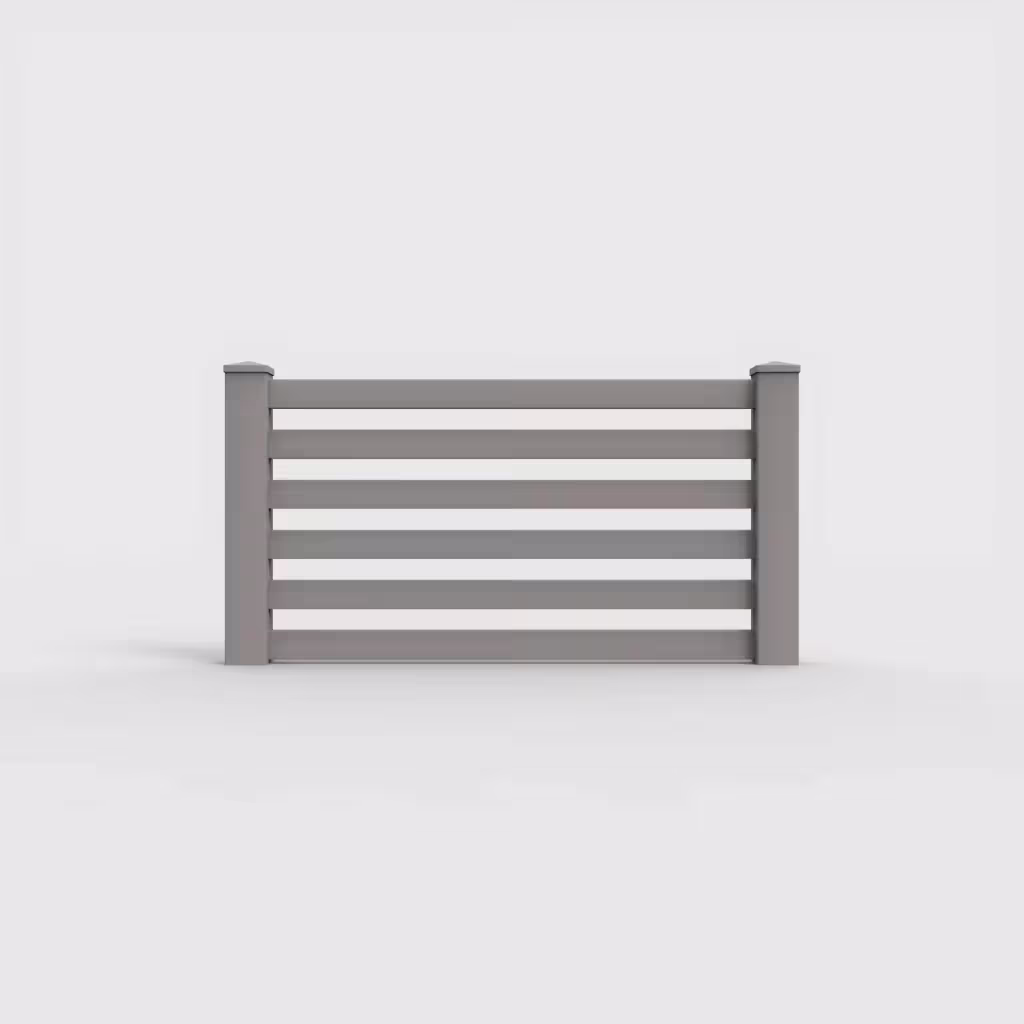 Slate gray horizontal picket 3 ft wall topper, front view