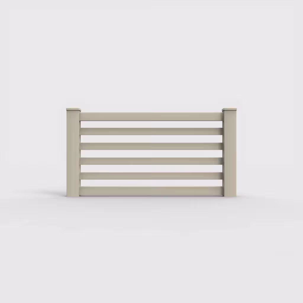 Tan horizontal picket 3 ft wall topper, front view