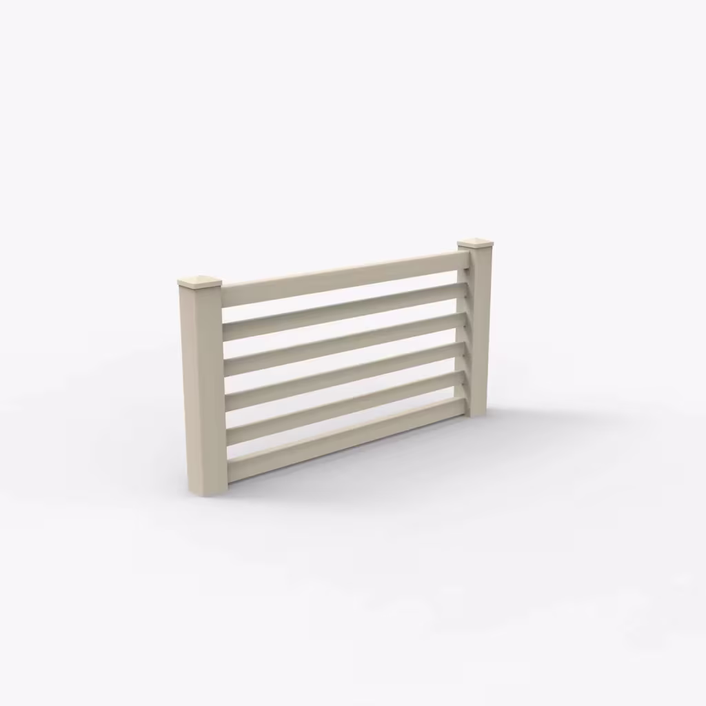 Tan horizontal picket 3 ft wall topper, main view