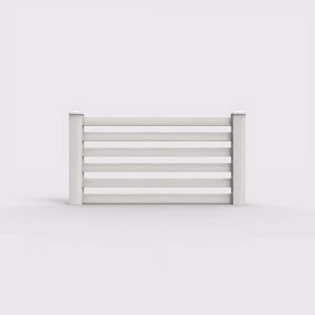 W. aspen horizontal picket 3 ft wall topper, front view