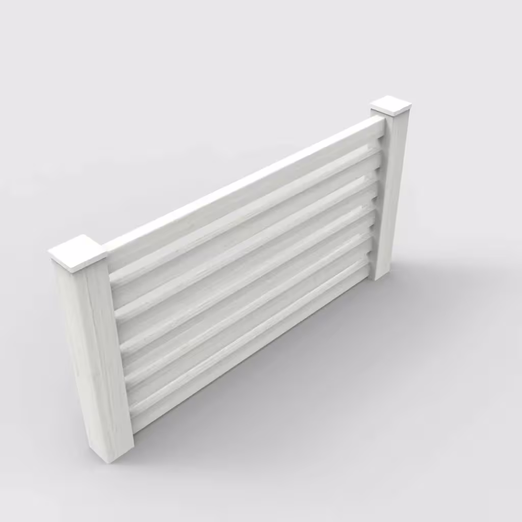 W. aspen horizontal picket 3 ft wall topper, isometric view