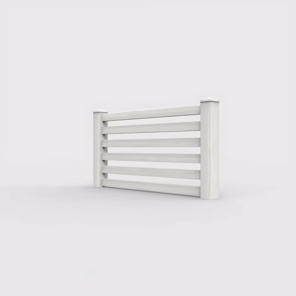 W. aspen horizontal picket 3 ft wall topper, left-side view