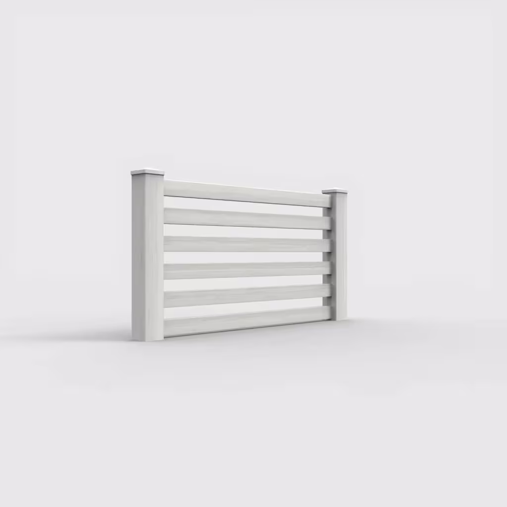 W. aspen horizontal picket 3 ft wall topper, right-side view