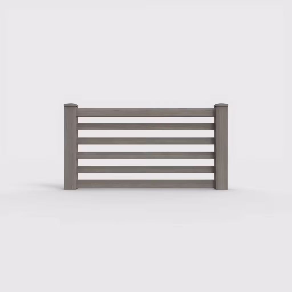Weathered blend horizontal picket 3 ft wall topper, front view