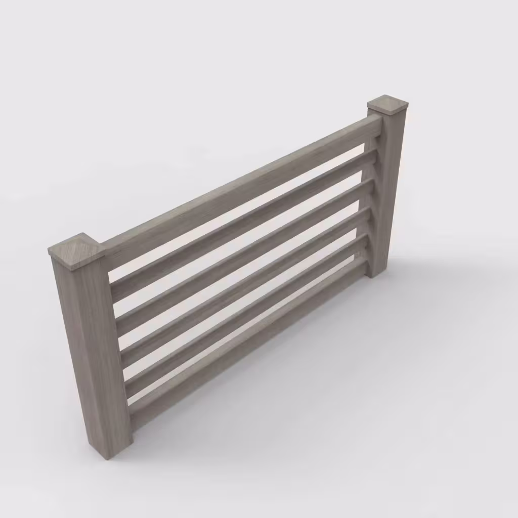 Weathered blend horizontal picket 3 ft wall topper, isometric view
