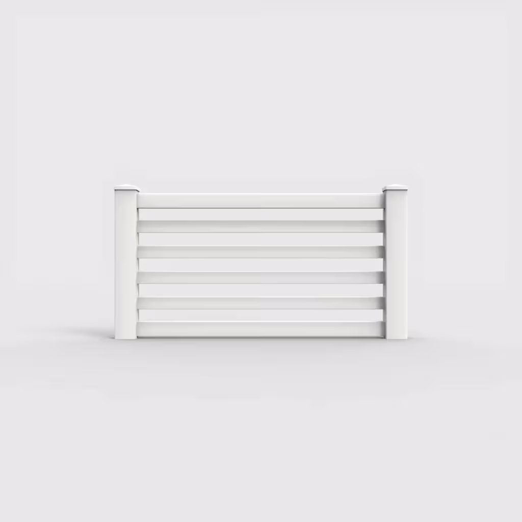 White horizontal picket 3 ft wall topper, front view