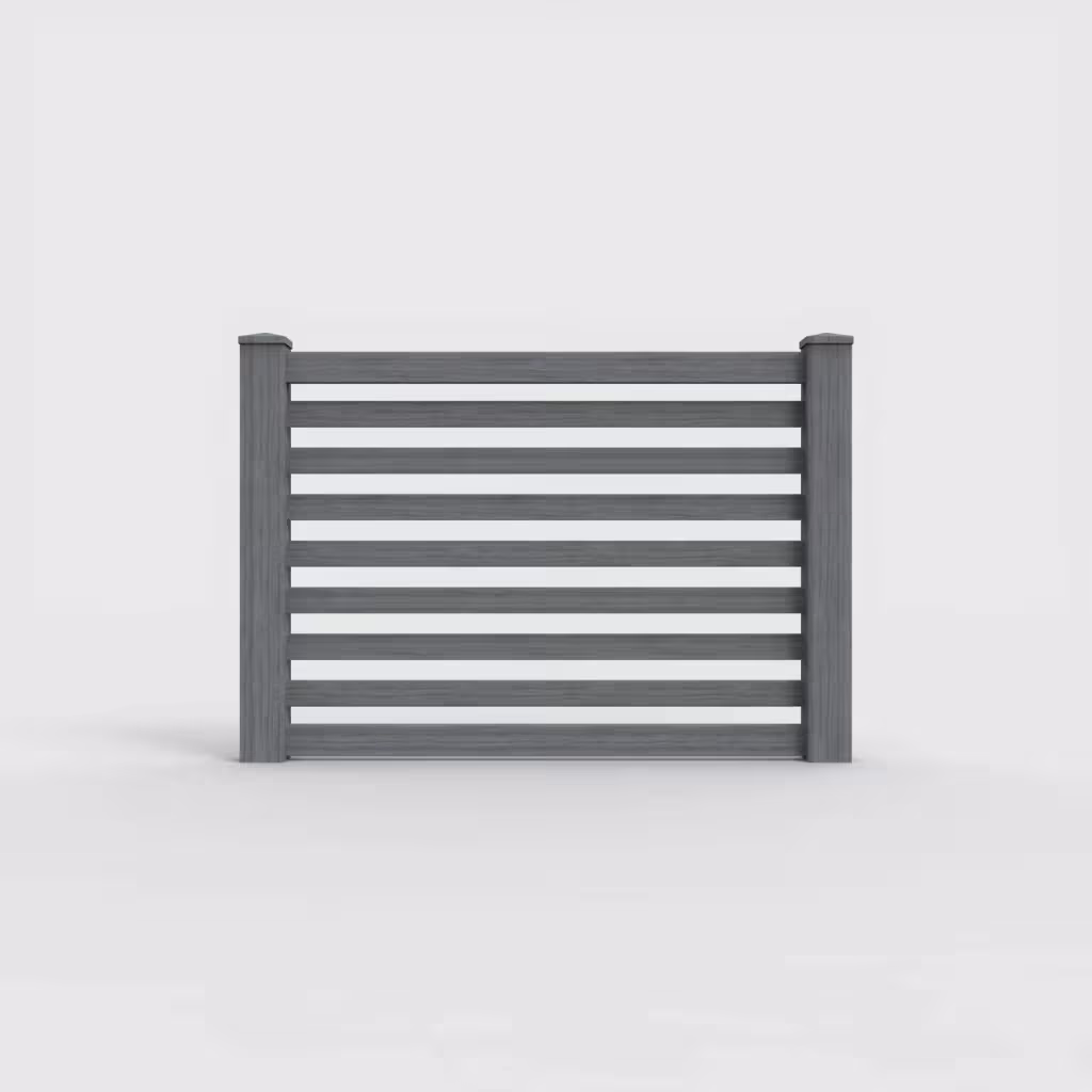 Arctic blend horizontal picket 4 ft fence, front view